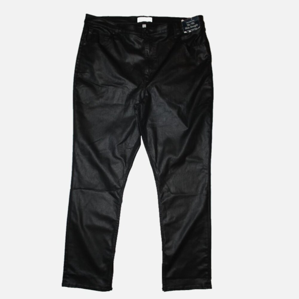 Black High Waist Jeans Sz 20 NWT Coated Straight Leg Pants Abercrombie & Fitch